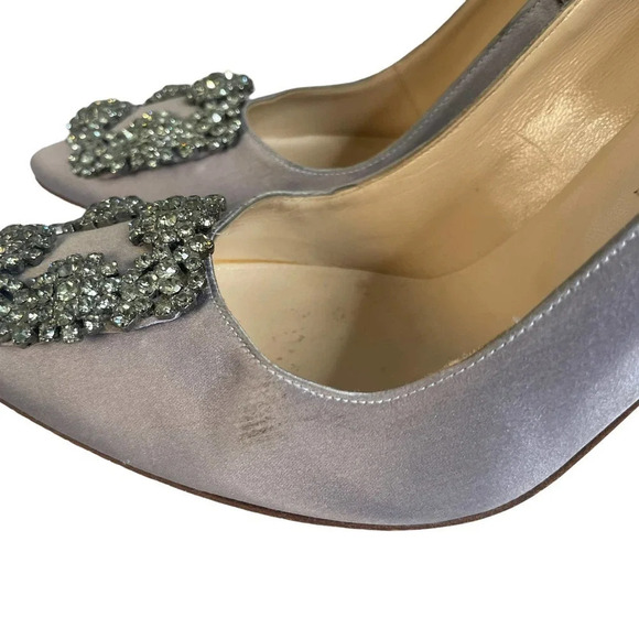 Manolo Blahnik Hangisi Satin Pump Lilac Purple Size 9 - Picture 8 of 13